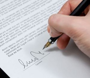 signing a document