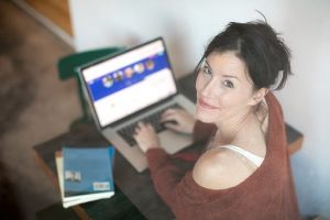 girl using a laptop